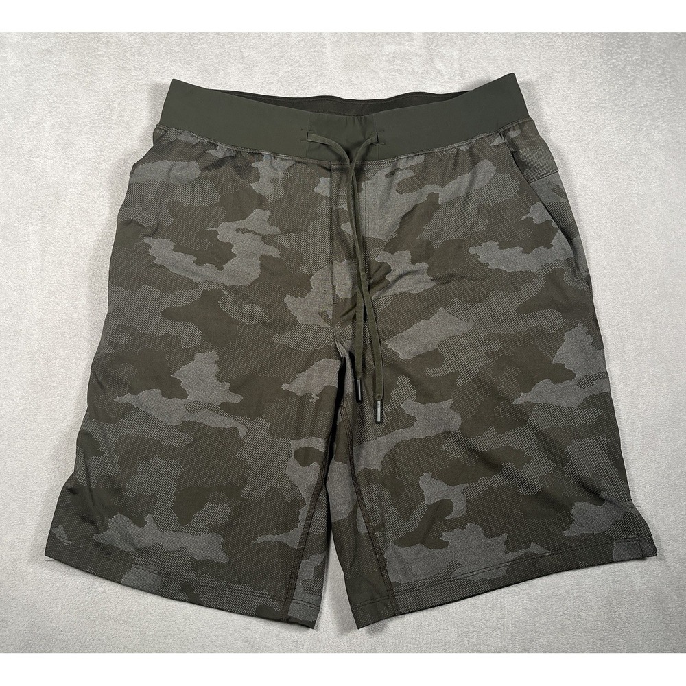 Lululemon Men T.H.E. Short 9" Linerless Camouflage Athletic Shorts Large Green